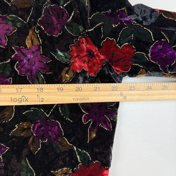 Vtg Miz Jacket Women's Large Multi Floral Velvet One Button Front Maximalist - Picture 8 of 9